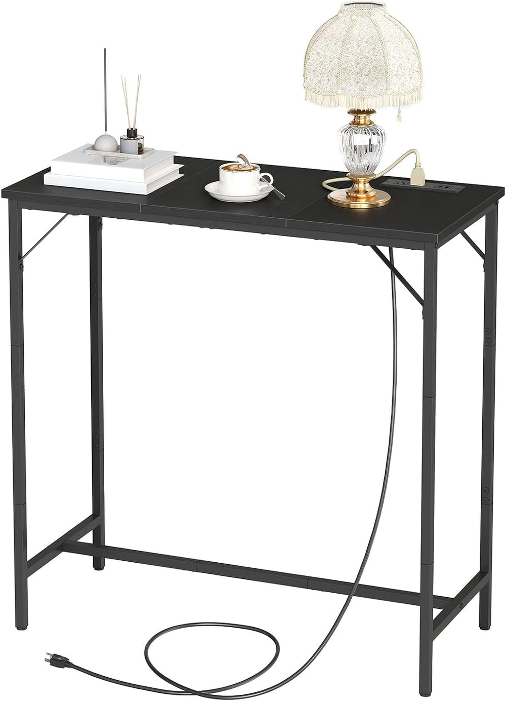 HOOBRO Bar Table with Charging Station, Rectangular Pub Table, High Top Coffe...
