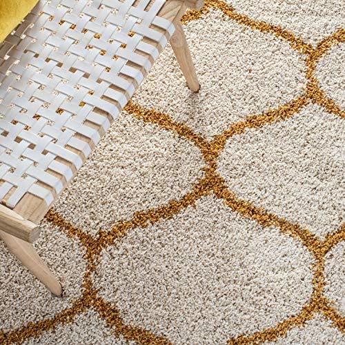 SAFAVIEH Hudson Shag Rug 5'3"x7'6", Plush Trellis Ivory &am...