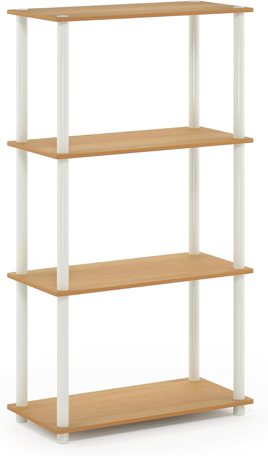Furinno Turn-N-Tube Storage Shelves, 4-Tier Book Shelf, Corner Shelf, Toolles...