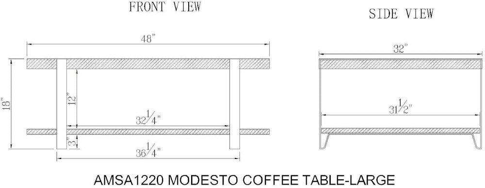 Alaterre Furniture Modesto 48-Inch Reclaimed Wood Coffee Table, Rustic Natura...