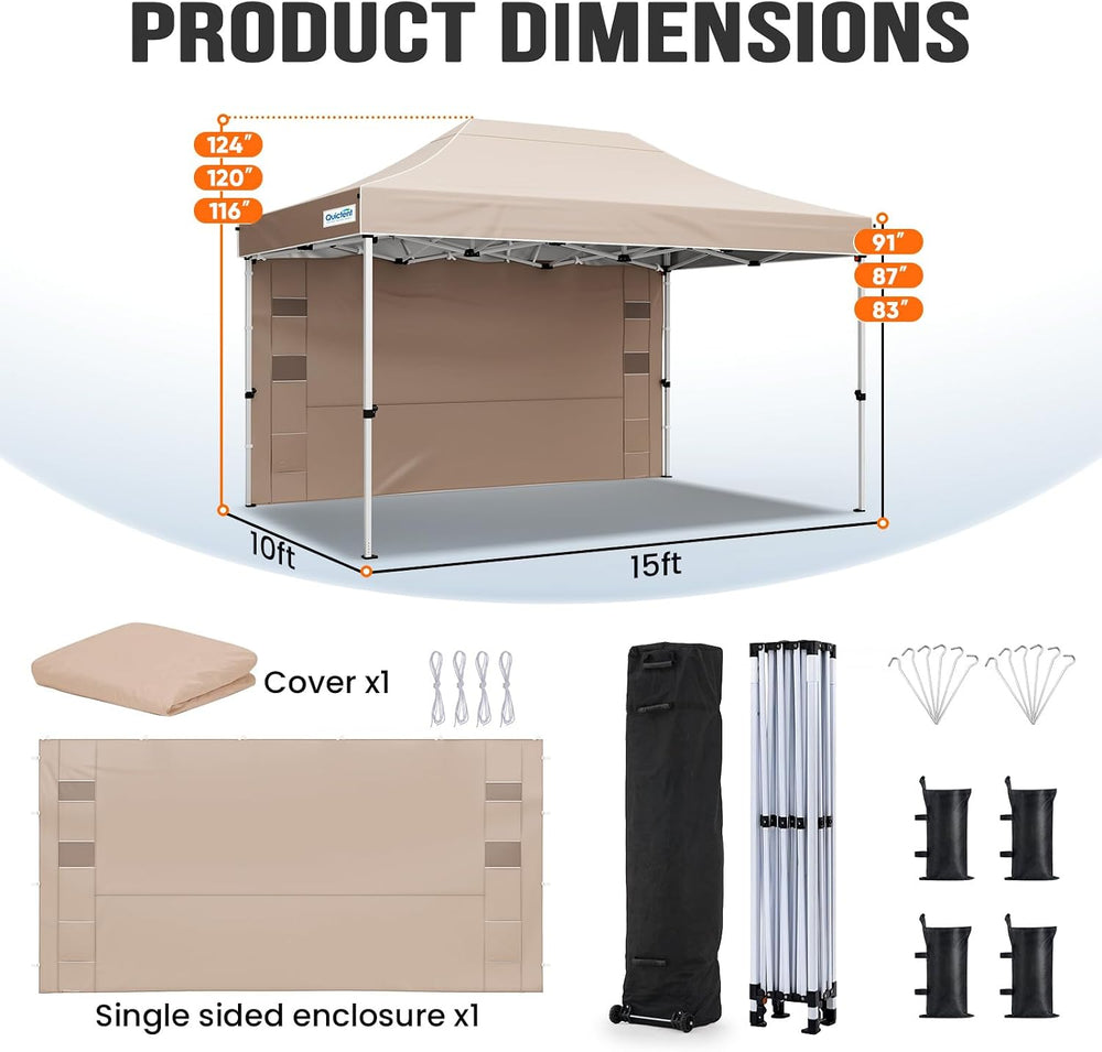 Quictent 10x15 Heavy Duty Pop up Canopy Tent with Wheeled Bag