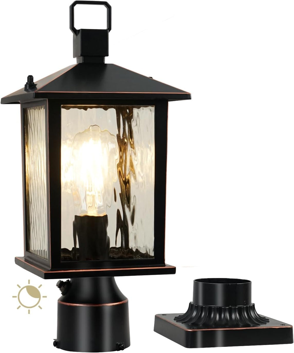 Dusk to Dawn Outdoor Post Light, Oil-Rubbed Bronze Pole Lantern
