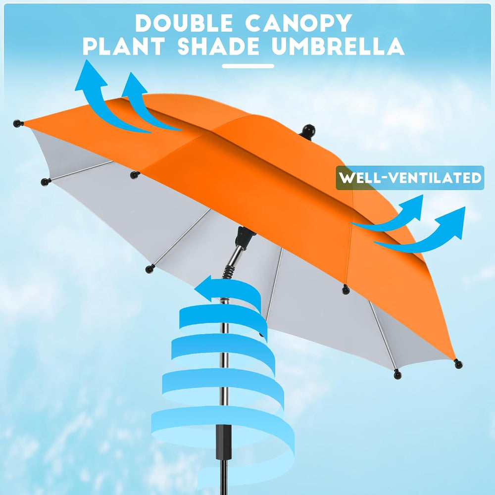 4 Pack 24.9" Double Canopy 47.2" Height Plant Umbrellas for Outdoor...
