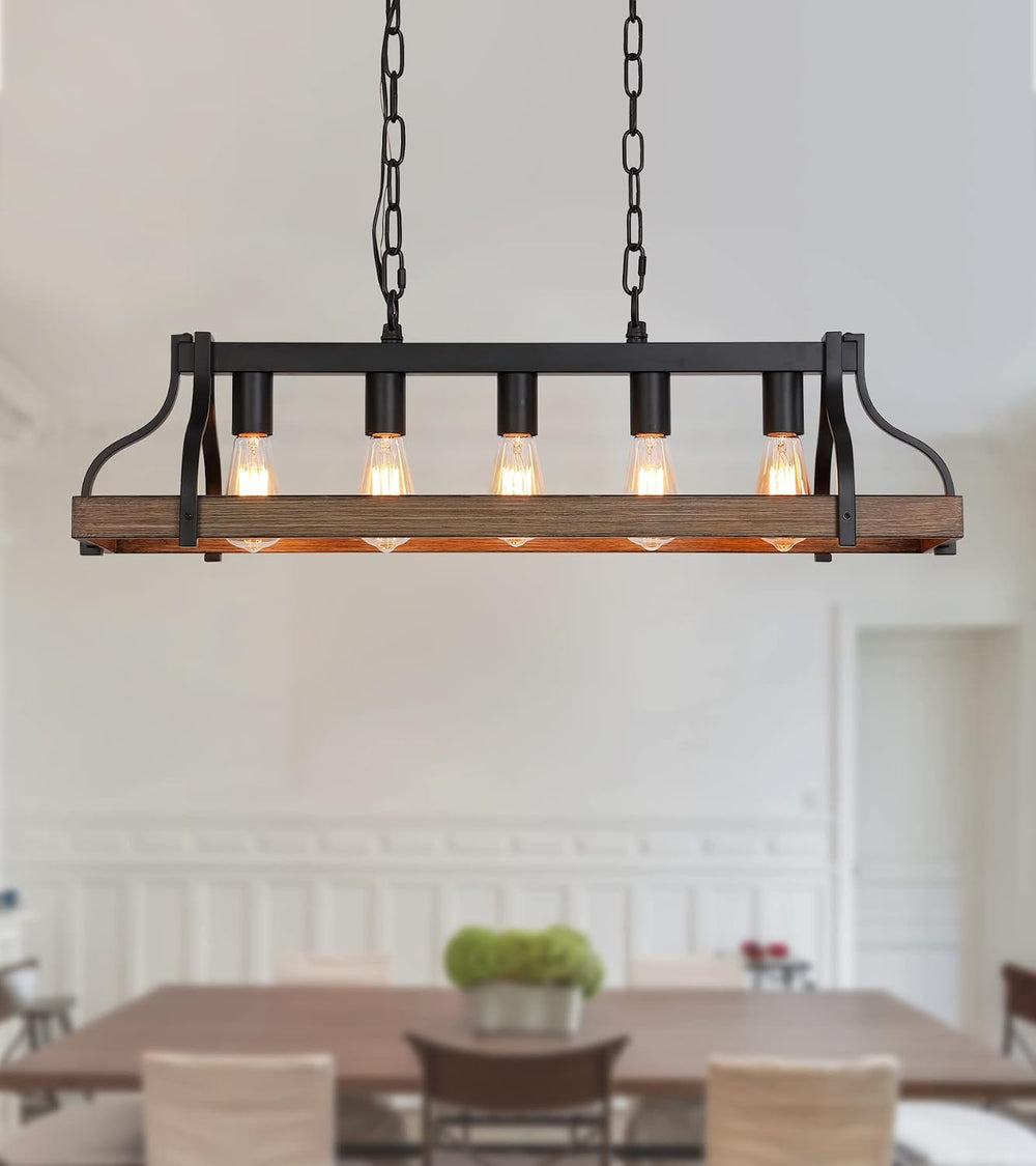 MEIXISUE Rustic Kitchen Island Dining Room Light Fixture Farmhouse Linear Cha...