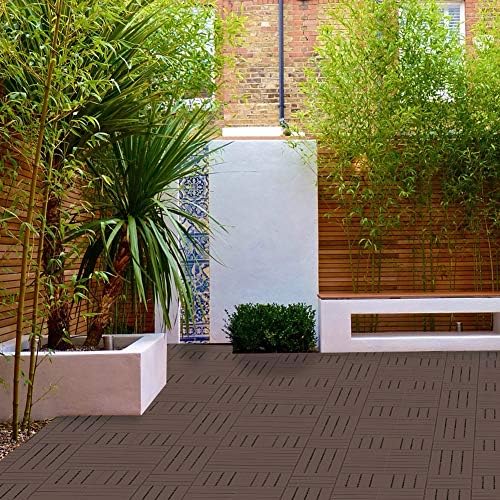 domi Outdoor Living Patio Deck Tiles, 12 x 12 inches Composite Interlocking D...