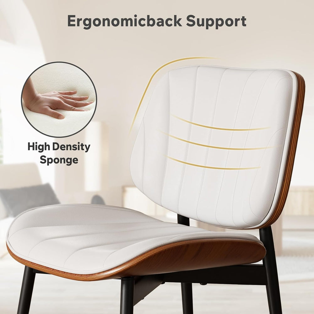 Dining Chairs Set of 2, Mid Century Modern Dining Room Chair, Upholstered Fau...