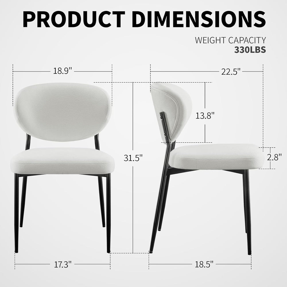 STOOLINK White Chenille Dining Chairs, Upholstered Kitchen Chairs Set of 6