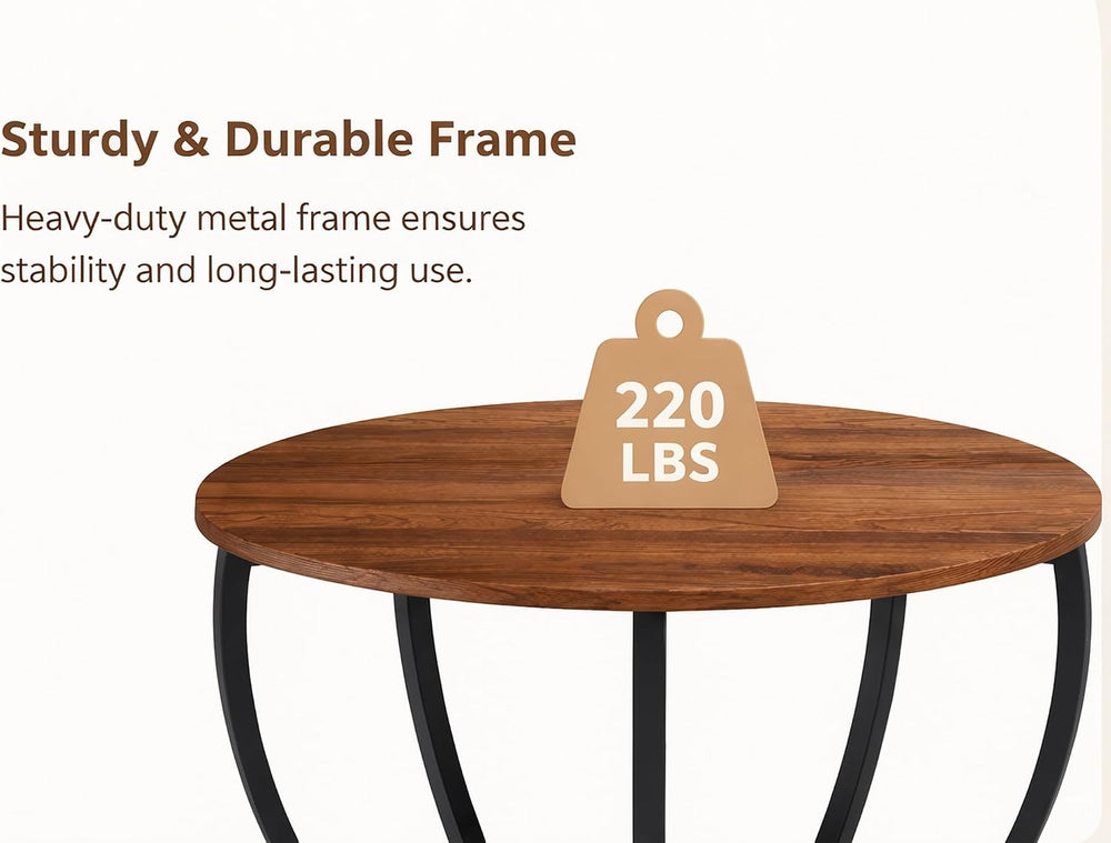 HOMERECOMMEND Round Coffee Table,23"Circle Coffee Table With Storage,Walnut