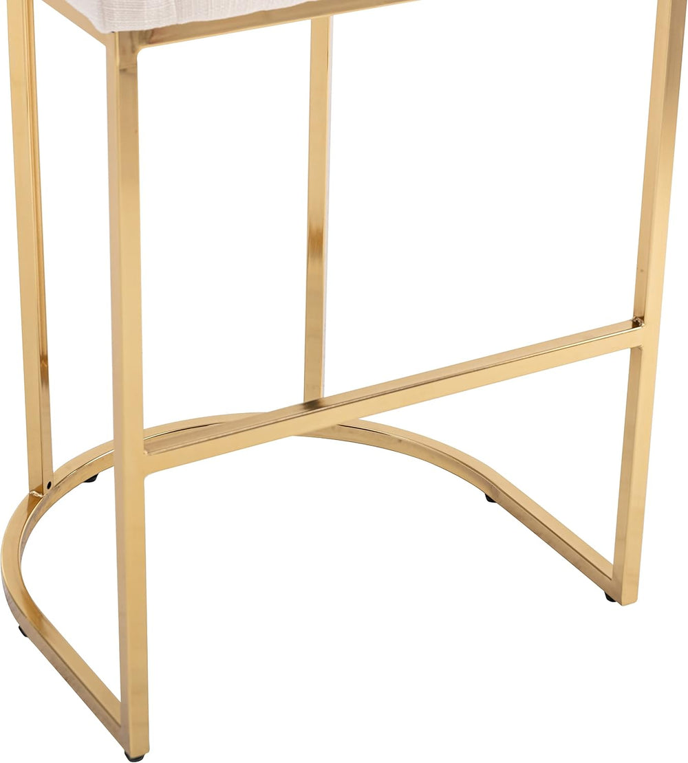 RIVOVA Contemporary Cream Linen Bar Stools Set of 4, 32" Upholstered Fab...