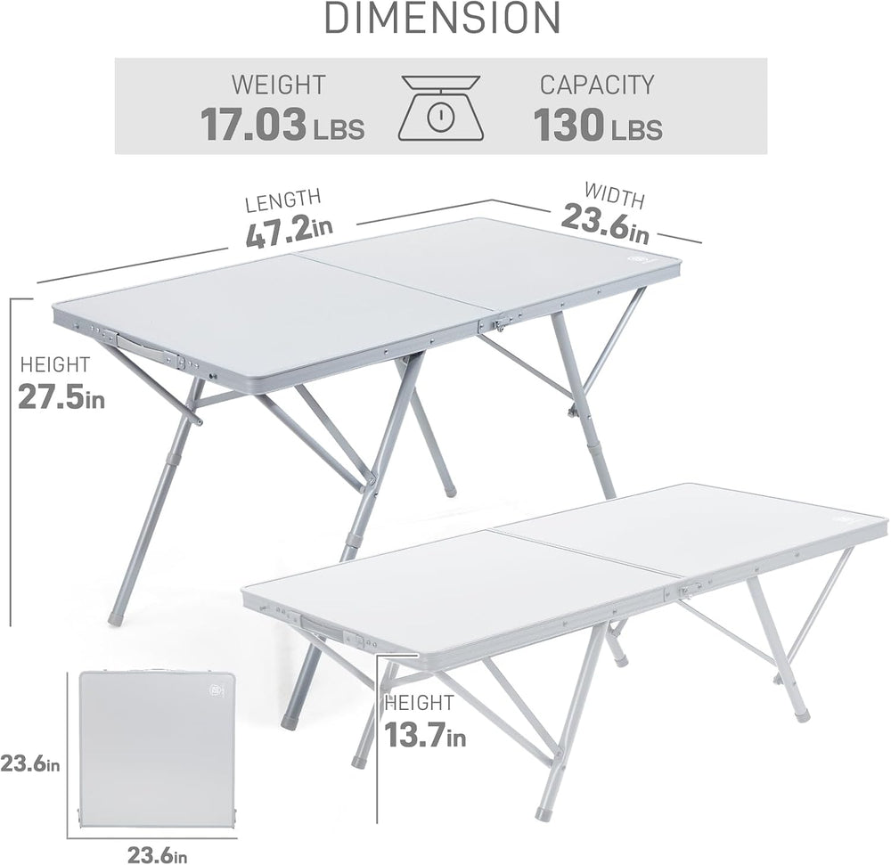 EVER ADVANCED Large Camping Table for 4-6 Person, Portable Folding Aluminum T...