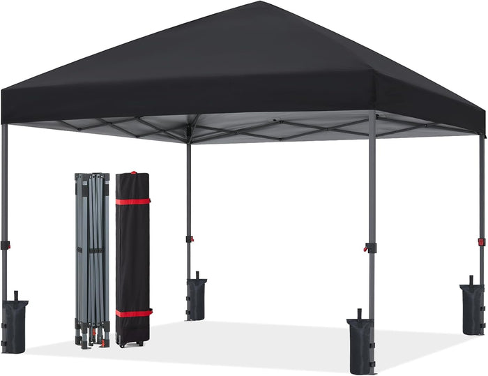 ABCCANOPY Pop Up Canopy - Outdoor Patio Portable Canopy Tent Heavy Duty for Backyard and Deck with 4 Sandbags(Black, 10x10)