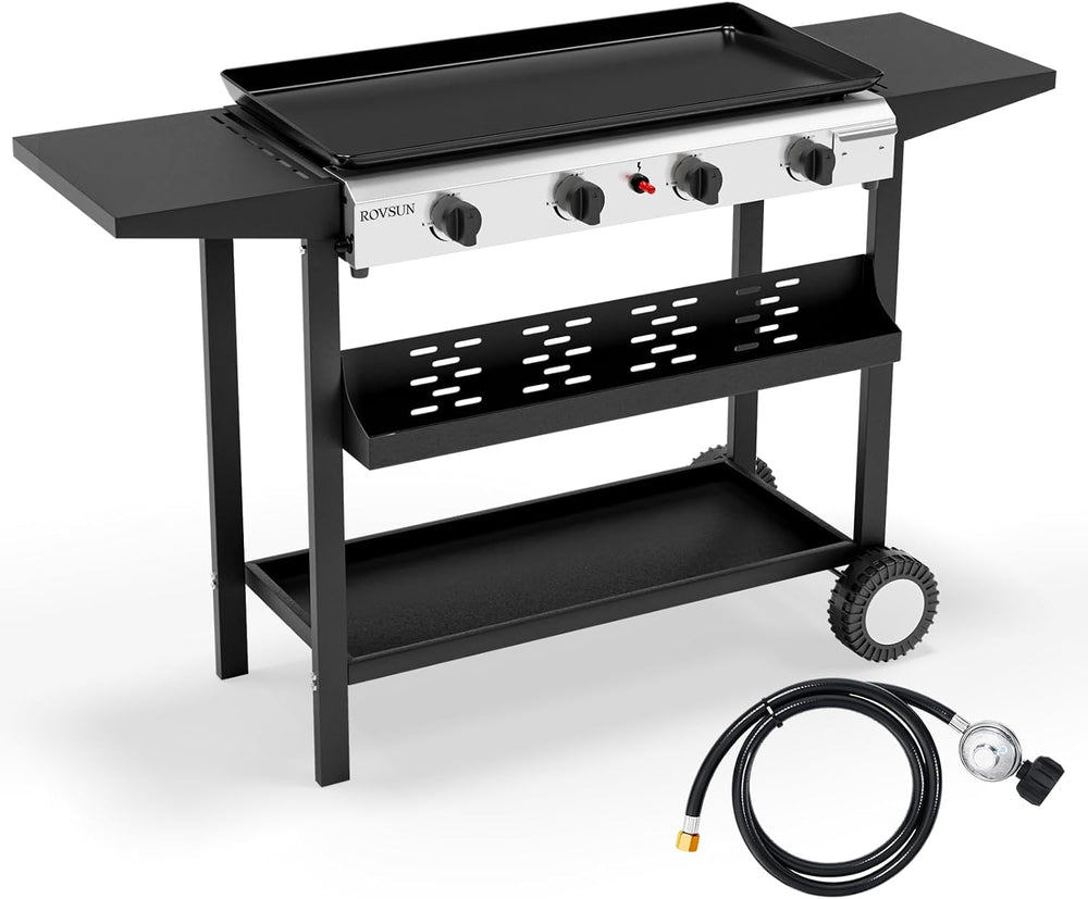 ROVSUN 4 Burner Portable Propane Griddle with Electronic Ignition, 40000 BTU ...
