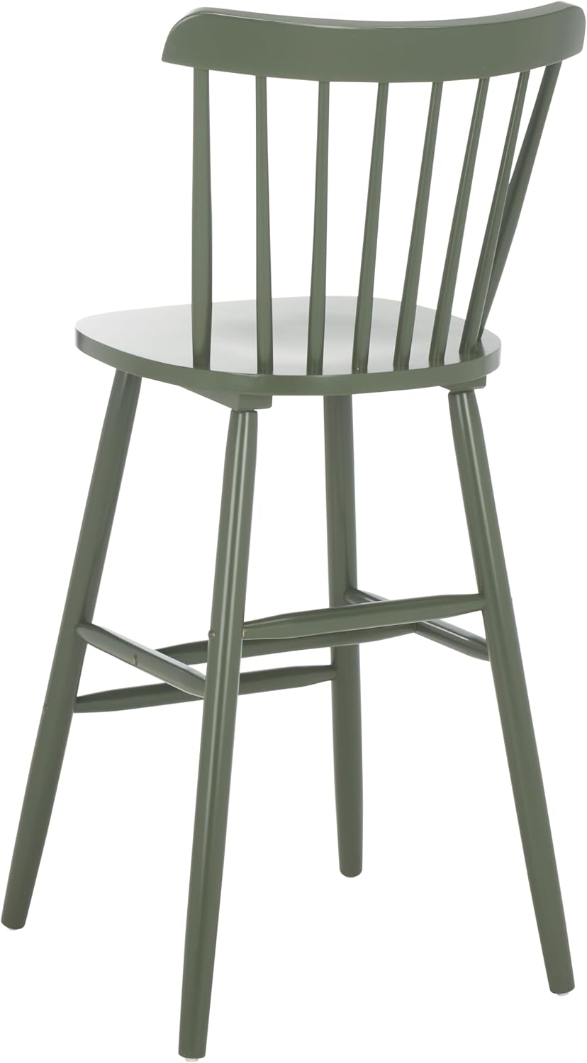 SAFAVIEH Furniture - Galena Bar Stool Set of 2 - Dusty Green - Solid Wood - M...