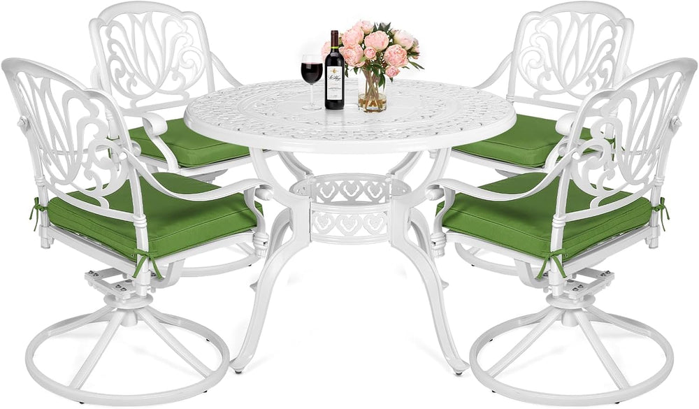 MEETWARM 5-Piece Outdoor Patio Dining Set, All-Weather Cast Aluminum Patio Co...
