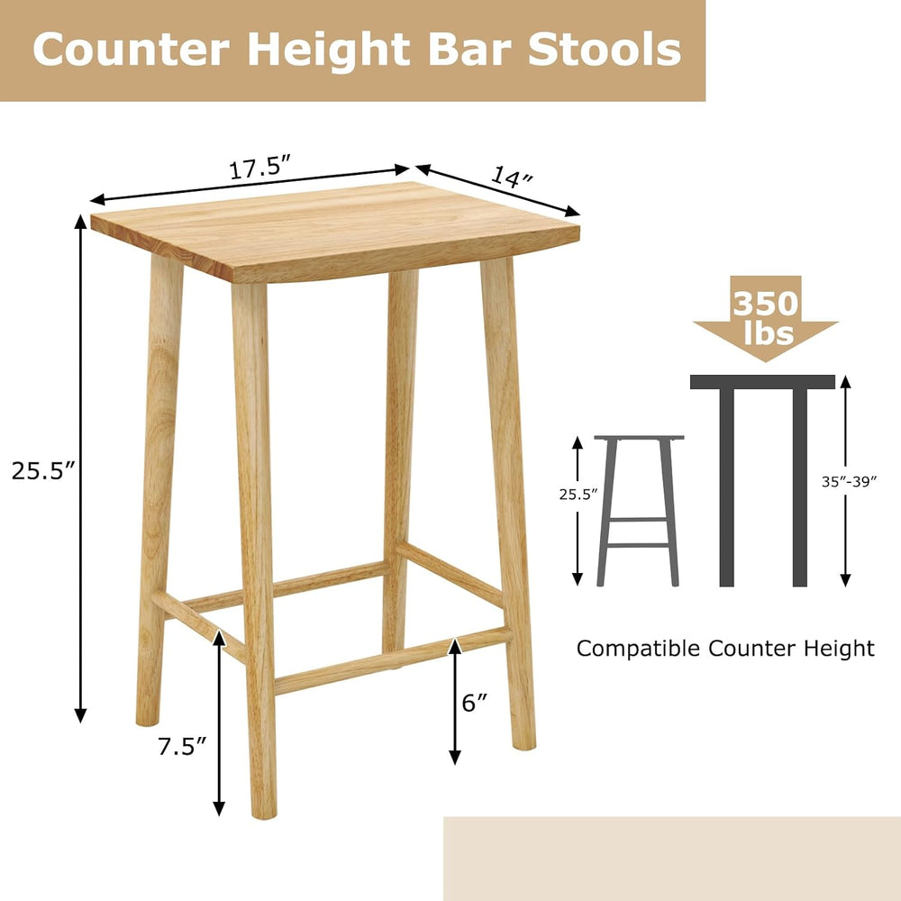 GIANTEX 25.5" Wooden Bar Stools Set of 2, Farmhouse Backless Counter Hei...