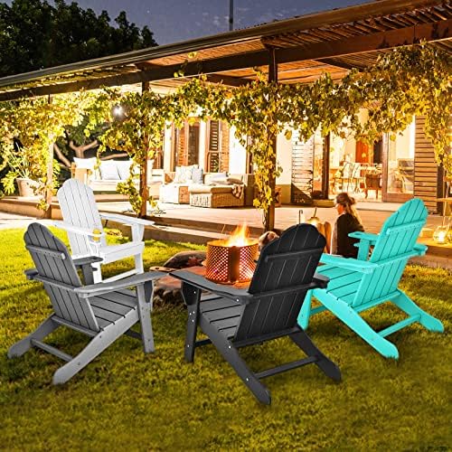 GIANTEX Set of 2 Adirondack Chair Outdoor Fire Pit Chairs, HDPE Weather Resis...