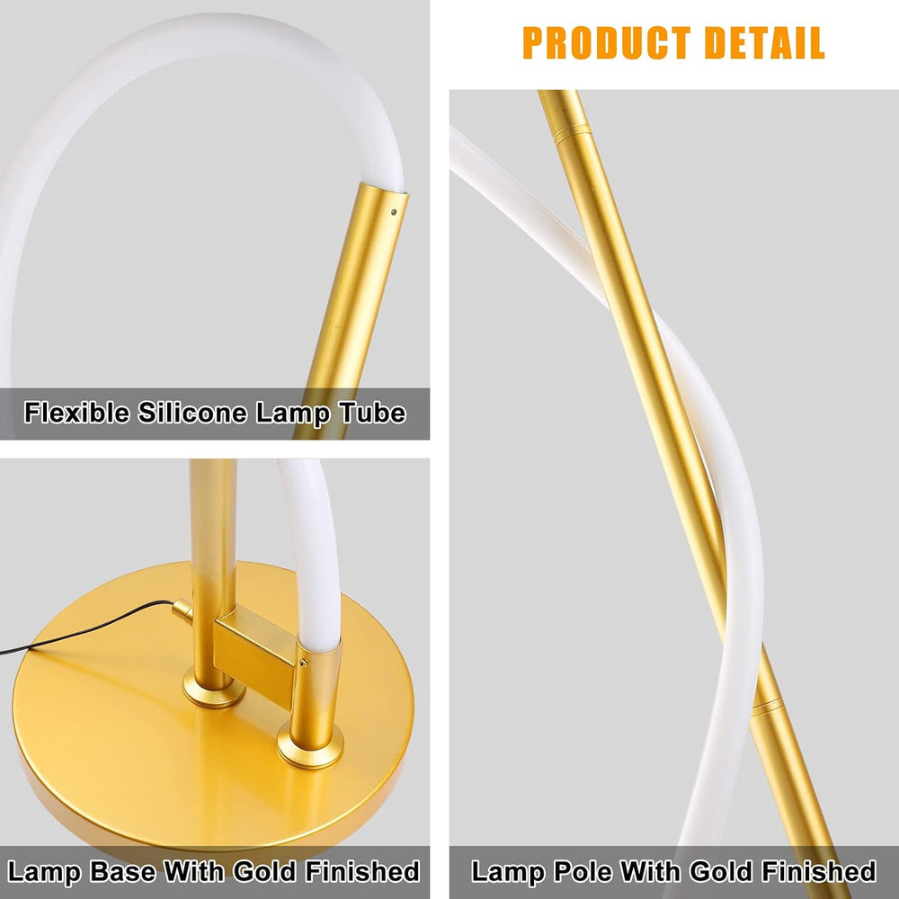 Modern LED Gold Floor Lamp, 3-Level Dimmable Flexible DIY Modeling Tall Stand...