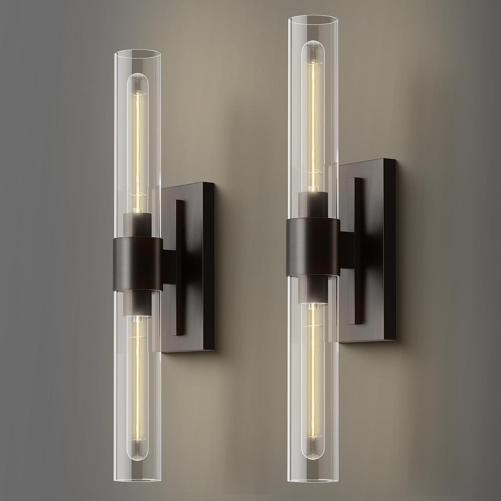 Brass Wall Sconces Set of 2, Bathroom Sconces Wall Lighting, Black Sconces Wa...