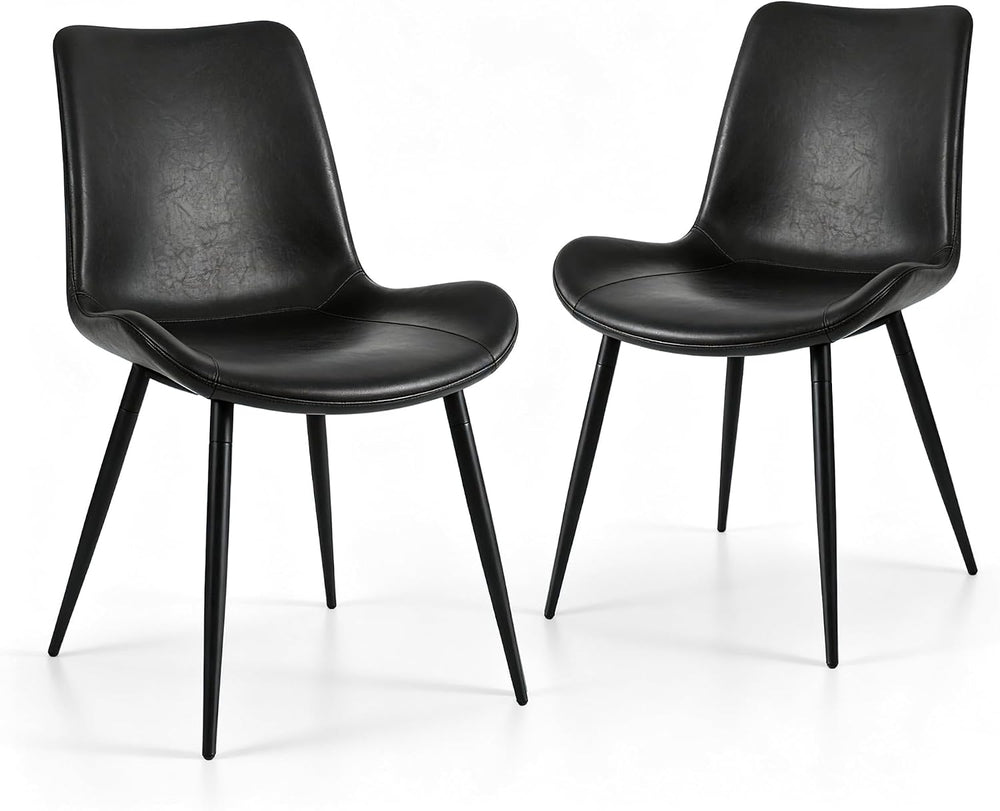 CangLong Modern Dining Chairs Set of 2, Faux Leather Upholstered Armless Acce...