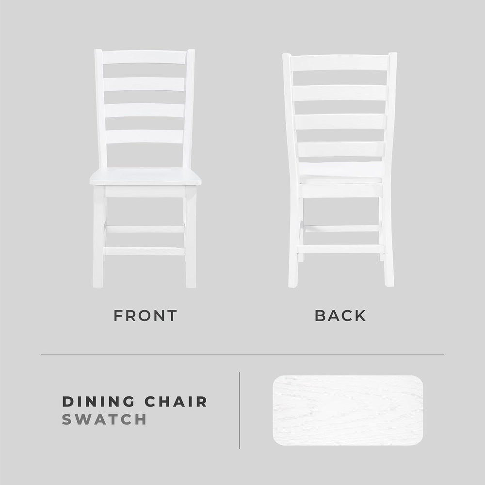 Lexicon Farmhouse Dining Chairs Set of 2, Wood Frame, Ladder Back, White