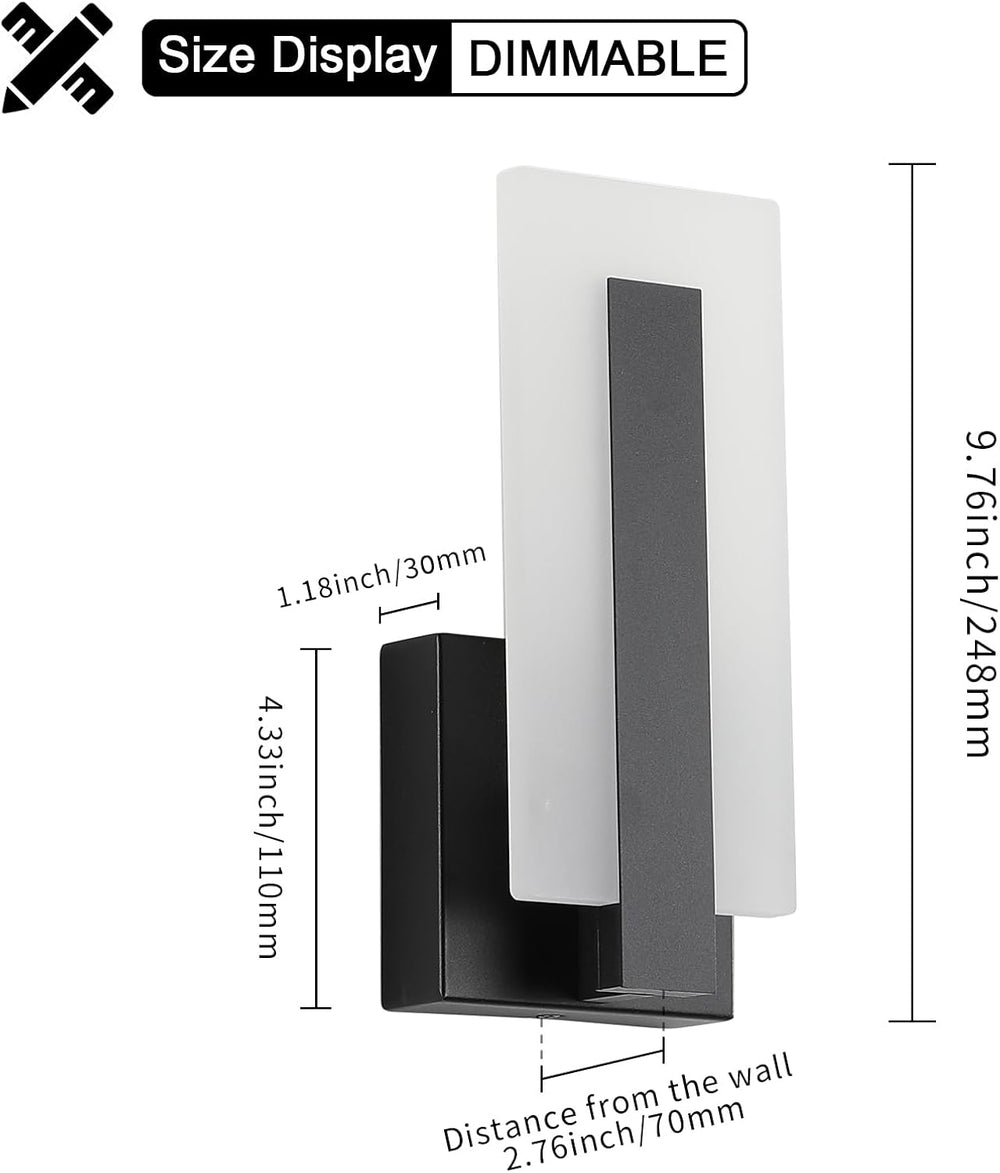 Joosenhouse Modern LED Wall Sconce Dimmable Wall Mounted Lamp Set of 2, Black...