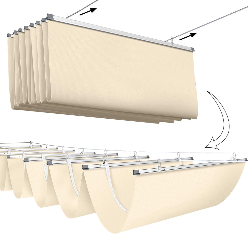 E&K 4'Wx16'L Waterproof Pergola Shade Cover Retractable Canopy Ou...