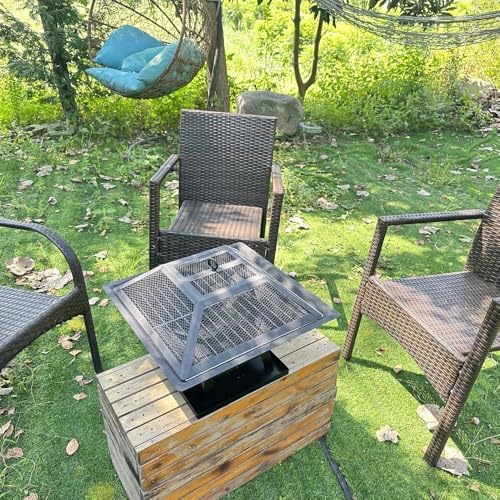 Square Fire Pit, 19×19×15 Inch Stainless Steel Smokeless firepit Outdoor | Wo...