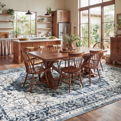 AMADA HOMEFURNISHING 8x10 Washable Area Rug, Low-Profile with Non-Slip Backin...