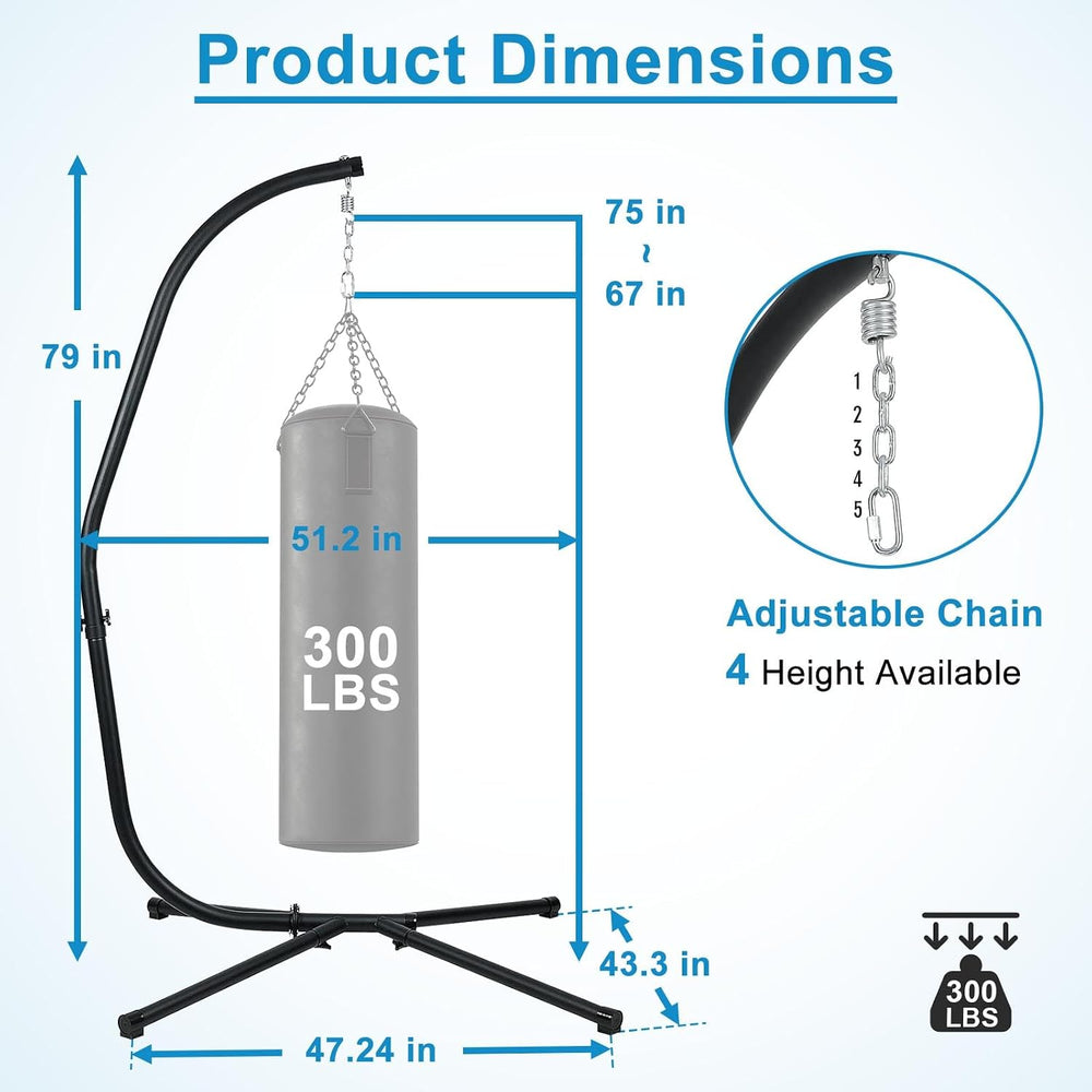 BPS Hammock Steel Stand Only C-Stand for Hanging Hammock Chairs - 300 Pound C...