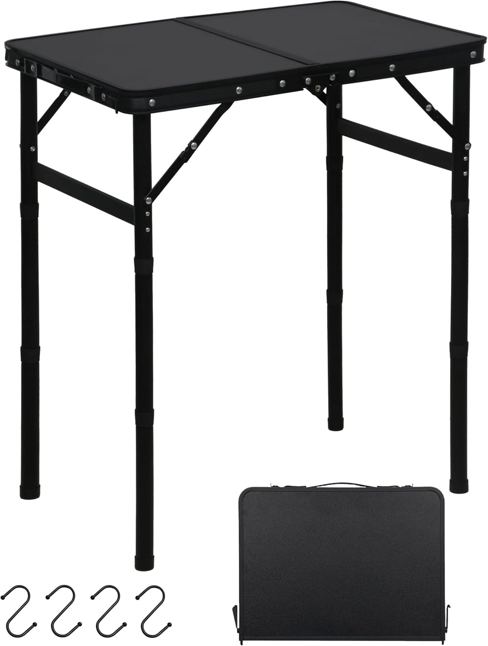 LOFTEY Small Folding Table, 2 ft Portable Camping Table, Adjustable Height