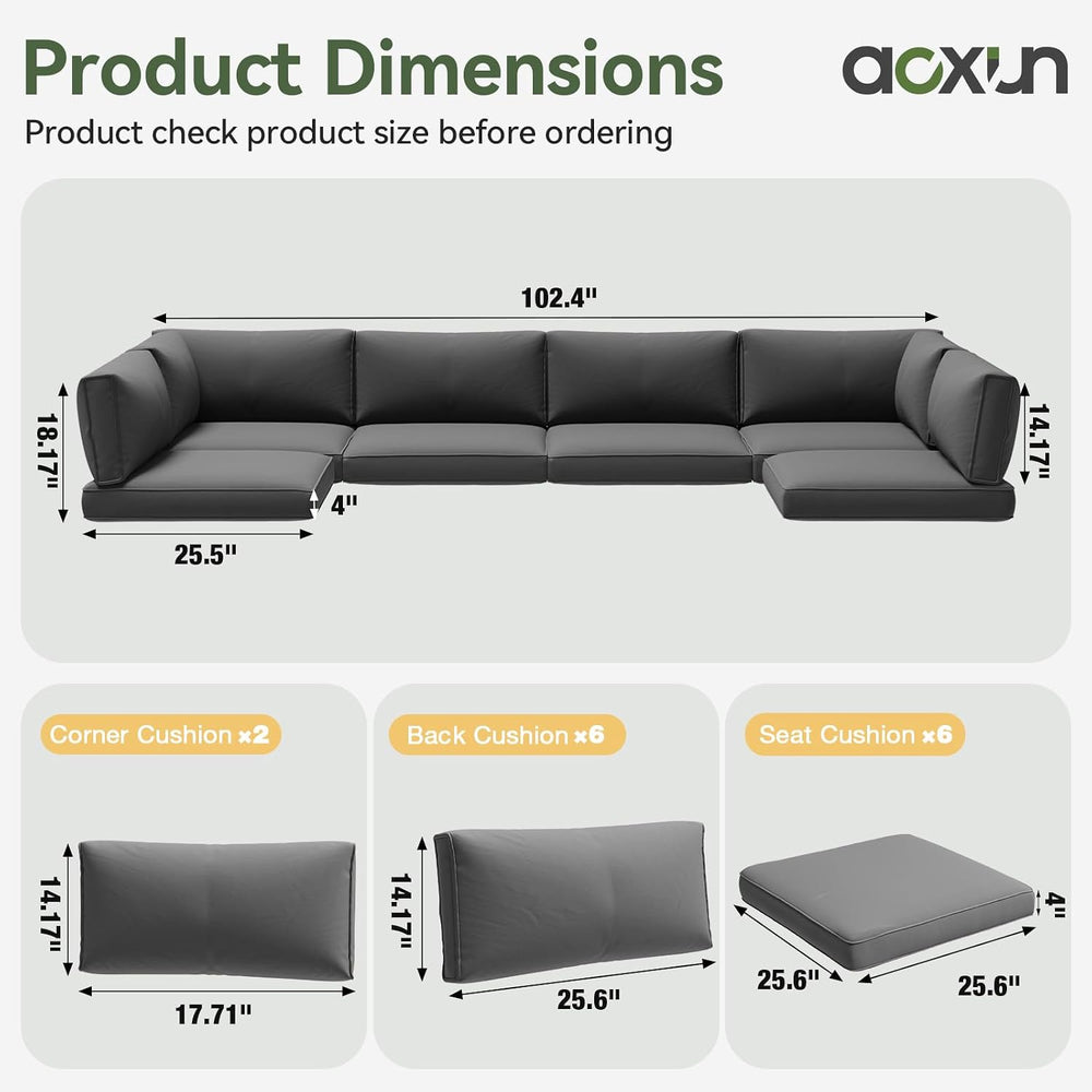 Aoxun Replacement Cushions for Outdoor Furniture, 14-Piece Outdoor Cushions f...