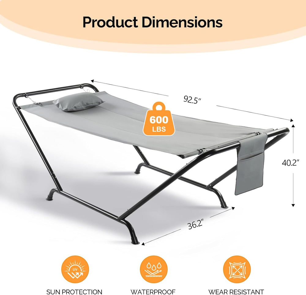 ONCLOUD Freestanding Hammock with Stand, 600LBS Heavy Duty Outdoor Hammock, S...