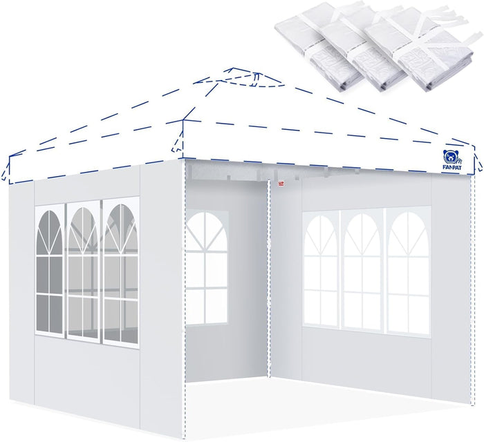 FANPAT Church Sidewalls for 10x10 Pop Up Canopy, White(3Pcs Sidewalls Only)