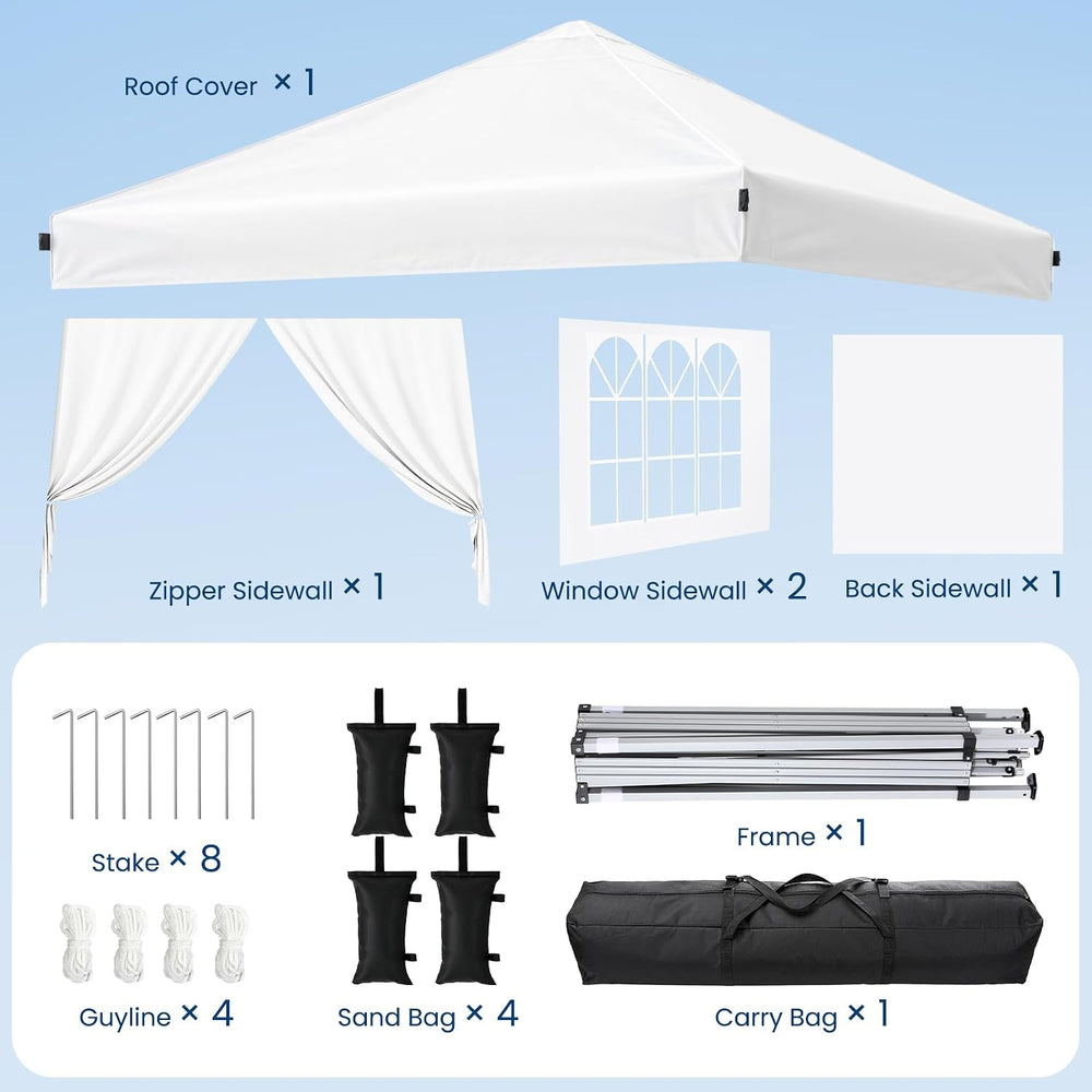 10x10 Pop Up Canopy Tent with 4 Sidewalls, Portable Outdoor Shelter