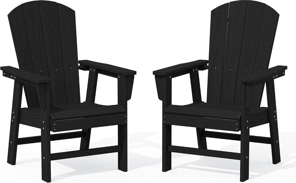 SERWALL Outdoor Adirondack Dining Chair Set of 2, All Weather HDPE, Black