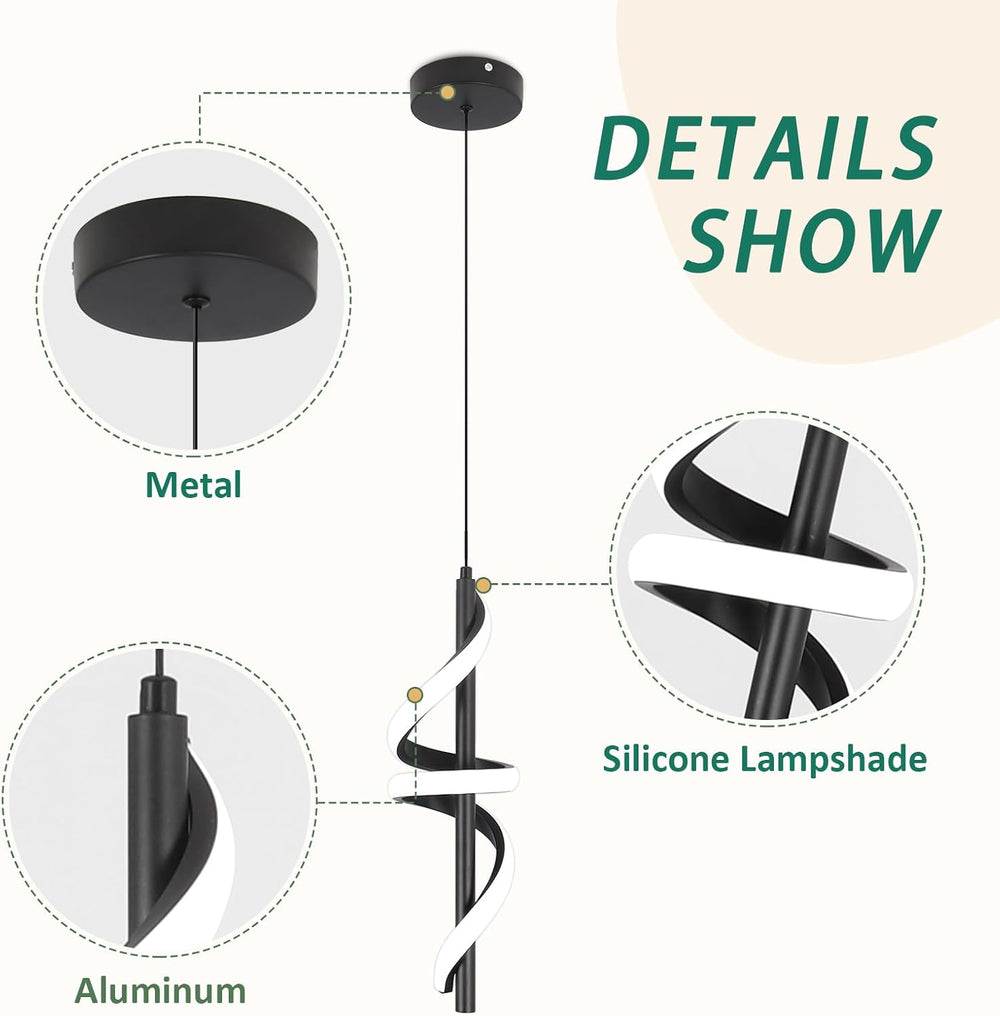 CANEOE Black Pendant Light Fixtures, Adjustable Modern Pendant Lights for Kit...
