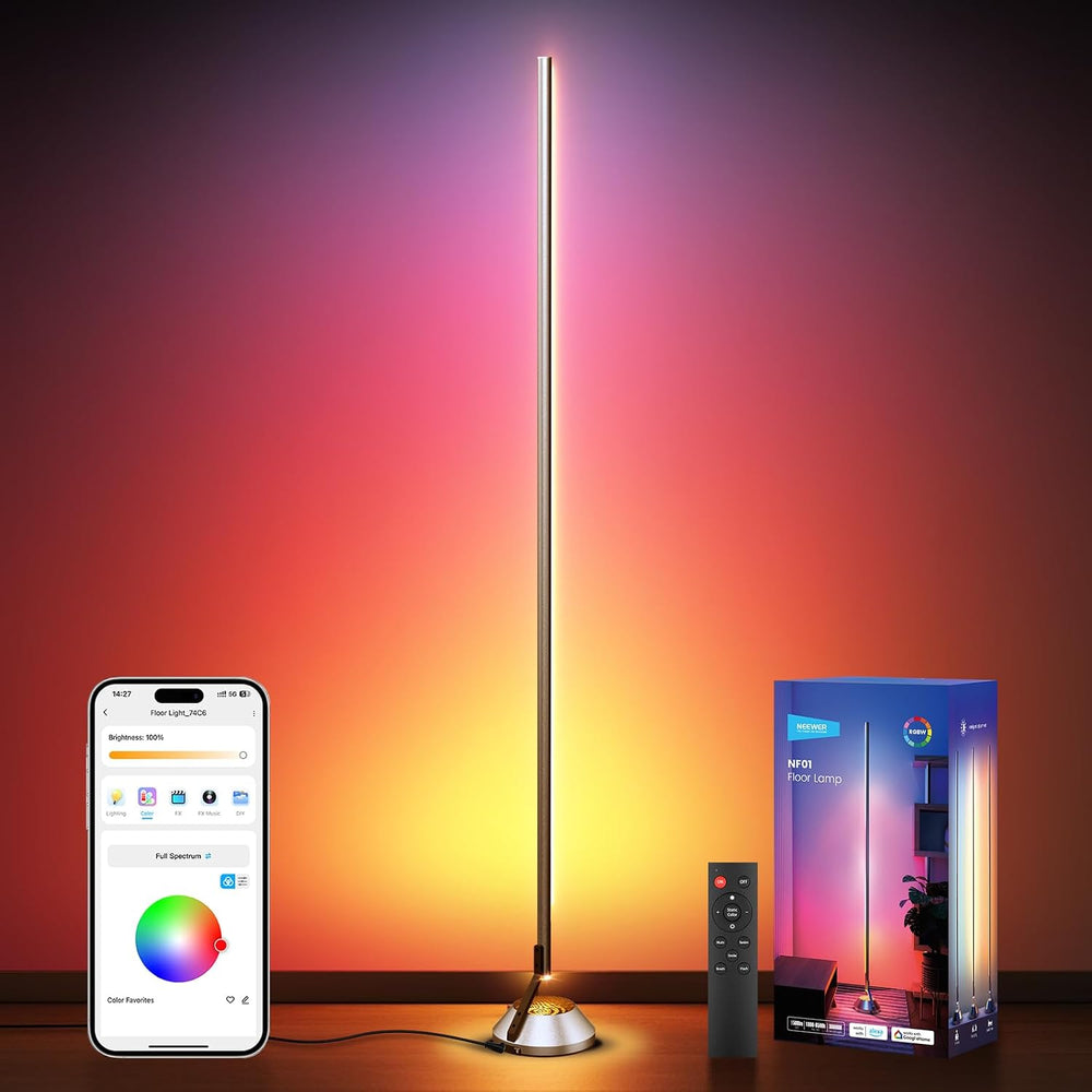 NEEWER Smart RGB IC W Floor Lamp, 1500lm LED Standing Corner Light Compatible...