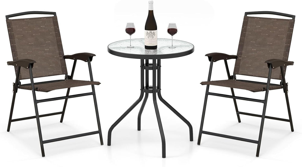 S AFSTAR 3-Piece Patio Dining Set, Steel Bistro Table and Chairs Set of 2 w/F...