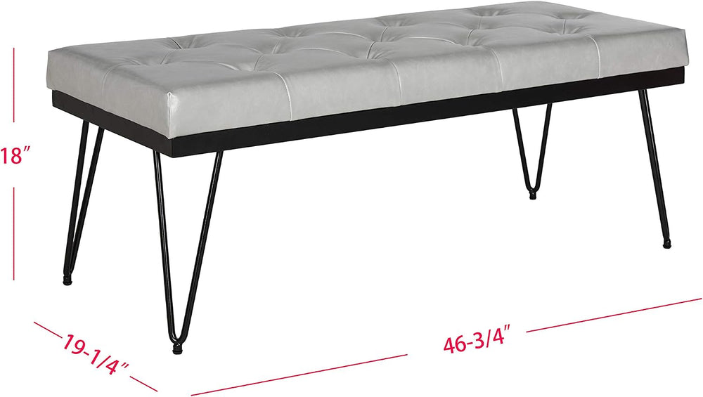 SAFAVIEH Home Collection – Marcella Grey Tufted Upholstered Accent Bench, Mod...