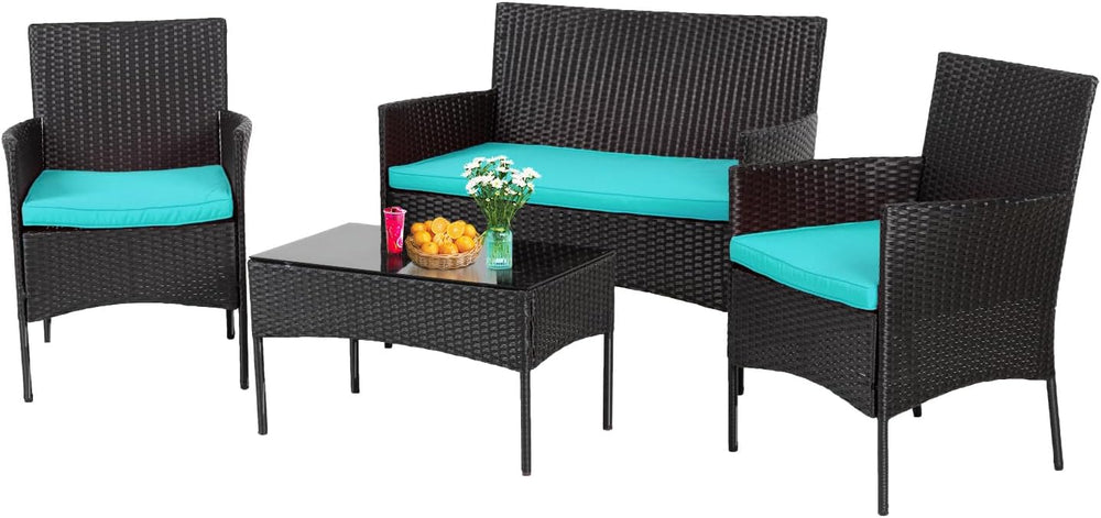 4 Pieces Conversation Set Modular Outdoor Furniture Set Water Resistant Patio...