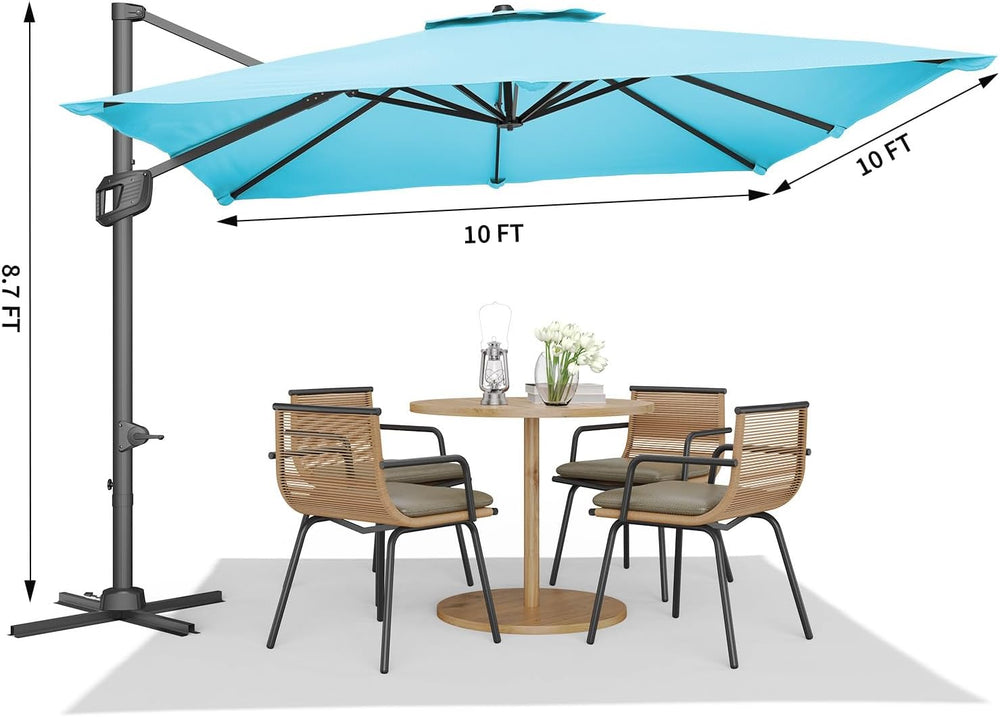 Garvee 10x10 ft Cantilever Patio Umbrella Heavy Duty Rectangle Offset