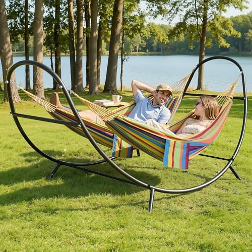 SUNCREAT Hammocks for Outside with Stand, Porch Hammock and Stand, 475 lbs Ca...