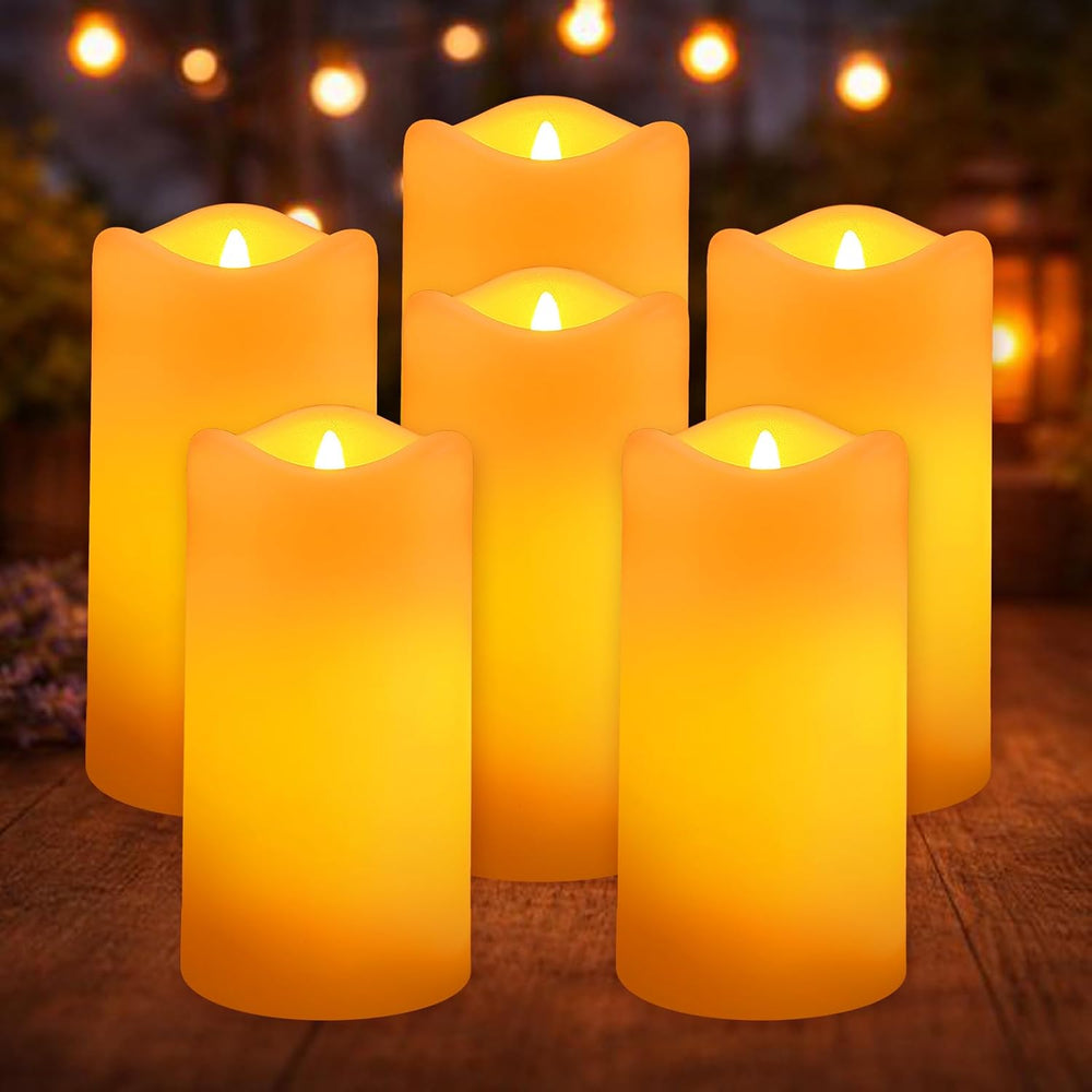 Solar Candles Outdoor Waterproof 6 Pack, 3''x6'' Halloween Ca...