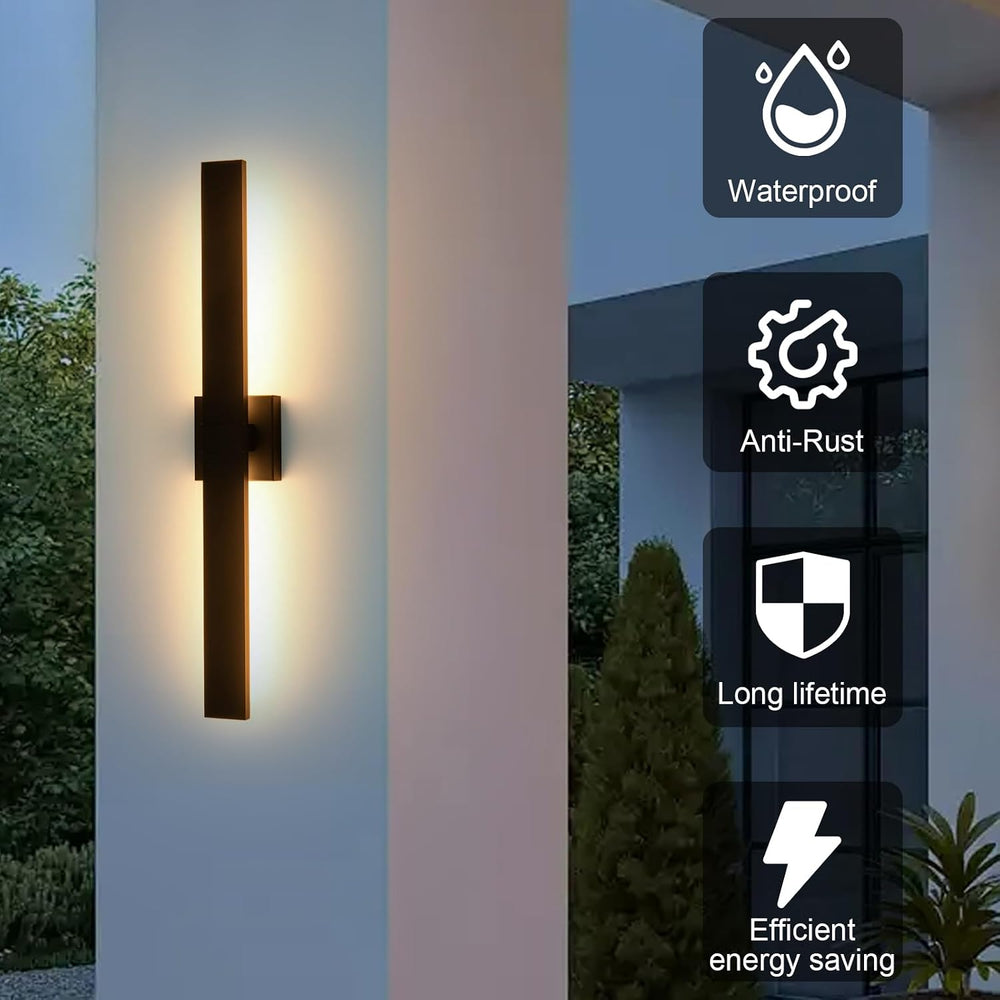 Black Modern LED Outdoor Wall Sconce 31.5" Long Outdoor Wall Lights Exte...