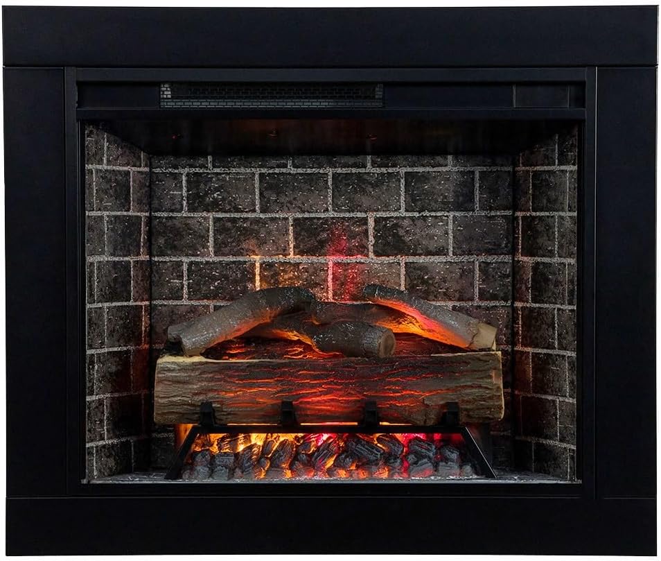 Modern Ember Augustine White Mantel Package 55" W x 48" H with 28 I...