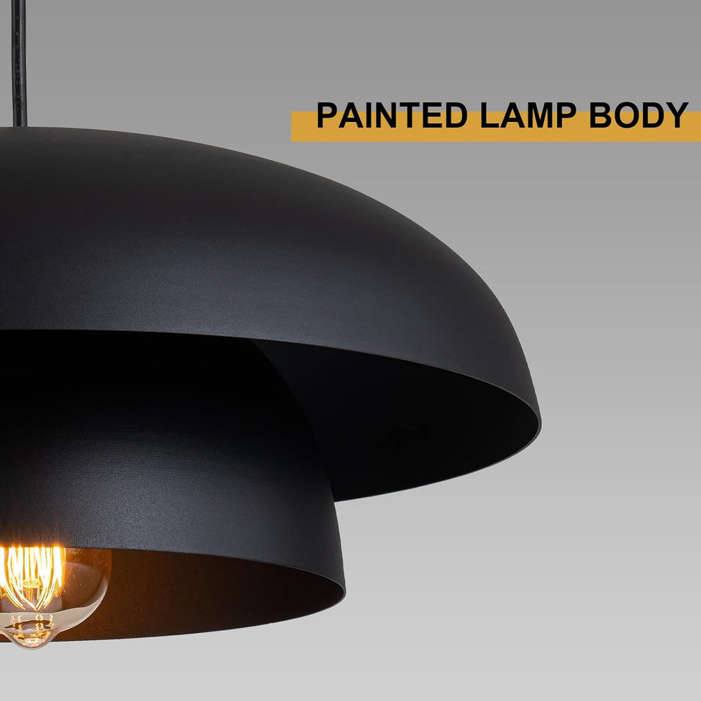 Lingkai 15.7" Black Modern Pendant Light Fixtures, Kitchen Lighting Fixt...