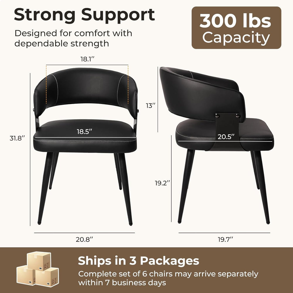 Dining Chairs Set of 6, Modern Faux Leather Kitchen Chairs