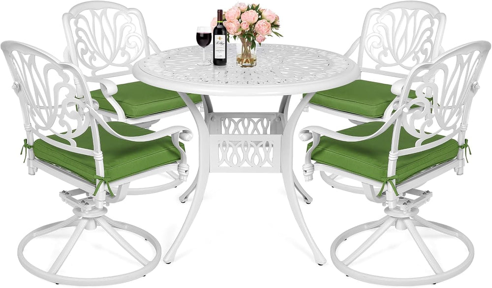 MEETWARM 5-Piece Outdoor Patio Dining Set, All-Weather Cast Aluminum Patio Co...