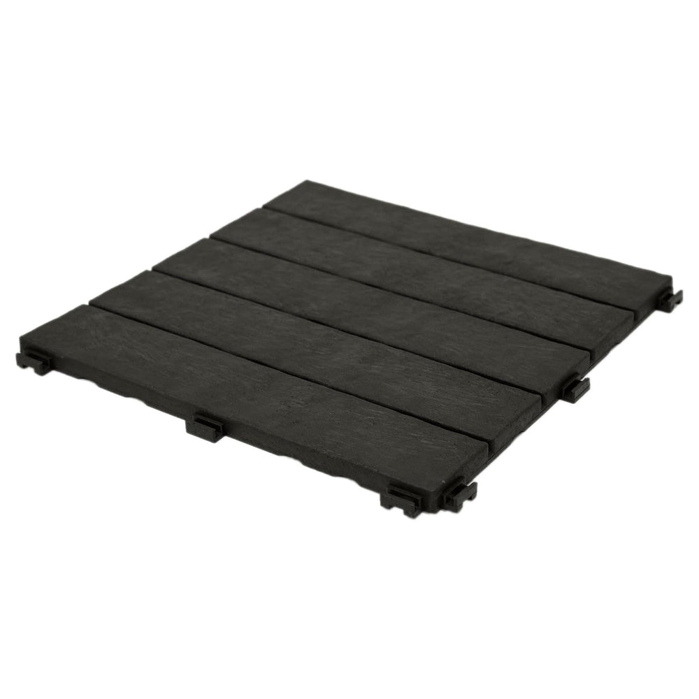 EcoTrend 24-Pack 12”x12” Interlocking Deck Floor Tiles, Slate Black – Rubber ...
