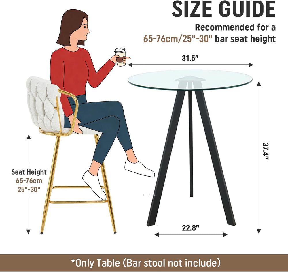 Round Bar Table, 37.4" High Pub Table, 31" Small Cocktail Table wit...